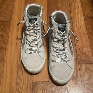 Vintage Havana Ray Silver Glitter High Tops Size 7.5 Like New